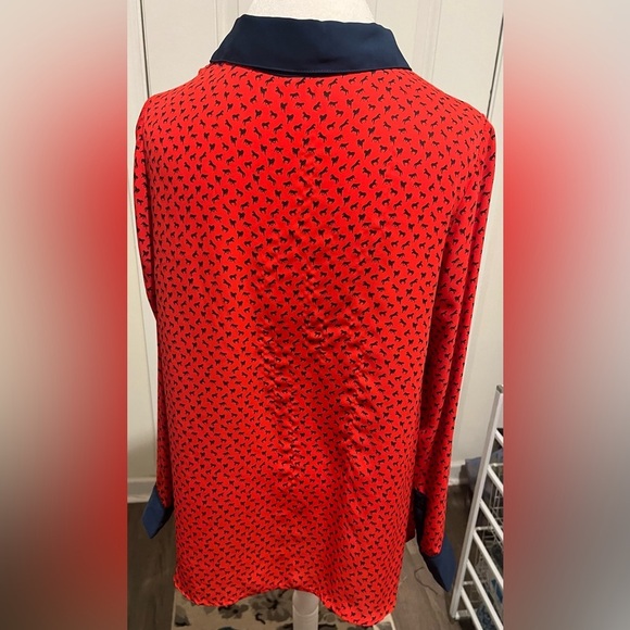 Free People Women's Sz Medium Top Blouse Red Blue Horse Equestrian Theme Boho - Picture 10 of 13